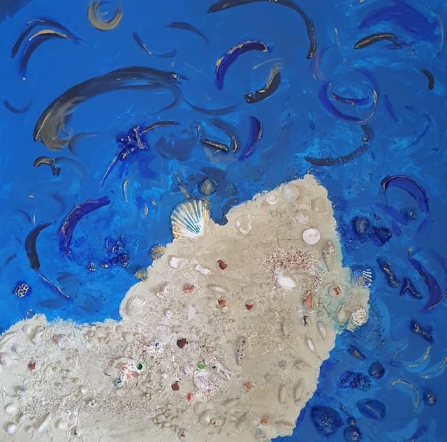Nr 448 Blaue Lagune 100x100 cm Jahr 2009