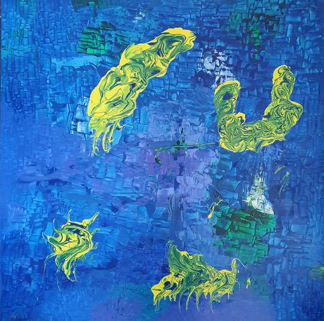Nr 141 Teichleben 100x100 cm Jahr 2005